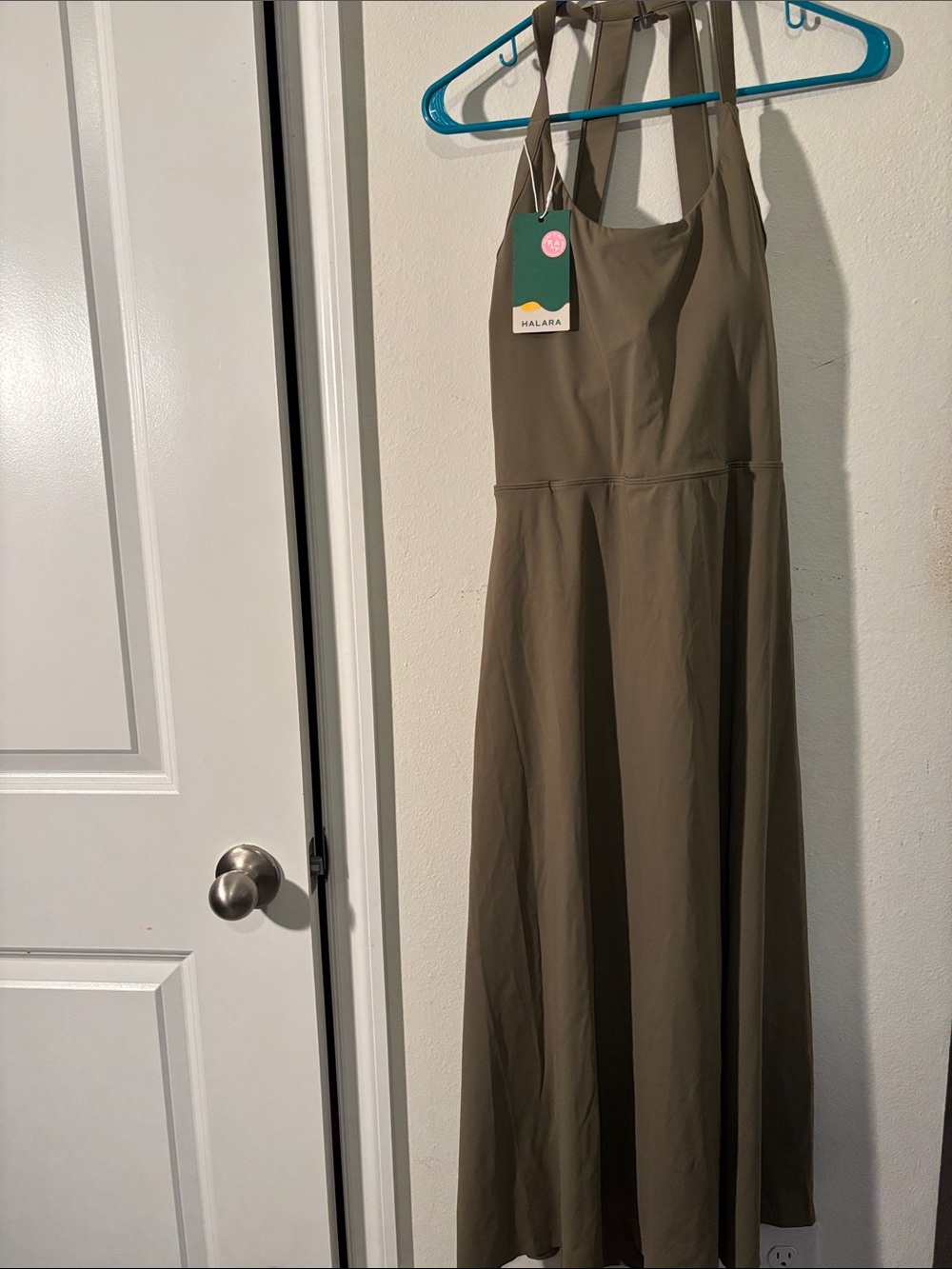 HALARA Olive Halter Maxi Dress